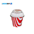 Copa de embalaje de helado de rayas de 200 ml con tapa de mascotas
